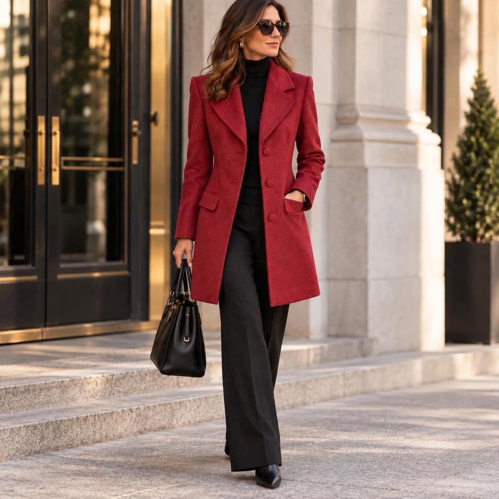 Tom Gutie Baby Alpaca Women's Coat Size M Burgundy Peru Handcrafted Mid Length